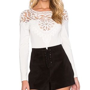 For Love & Lemons Crochet Penelope Bodysuit